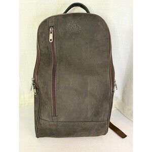 Vintage Brown Suede Leather Backpack Travel Laptop School Bag  Tree Logo
